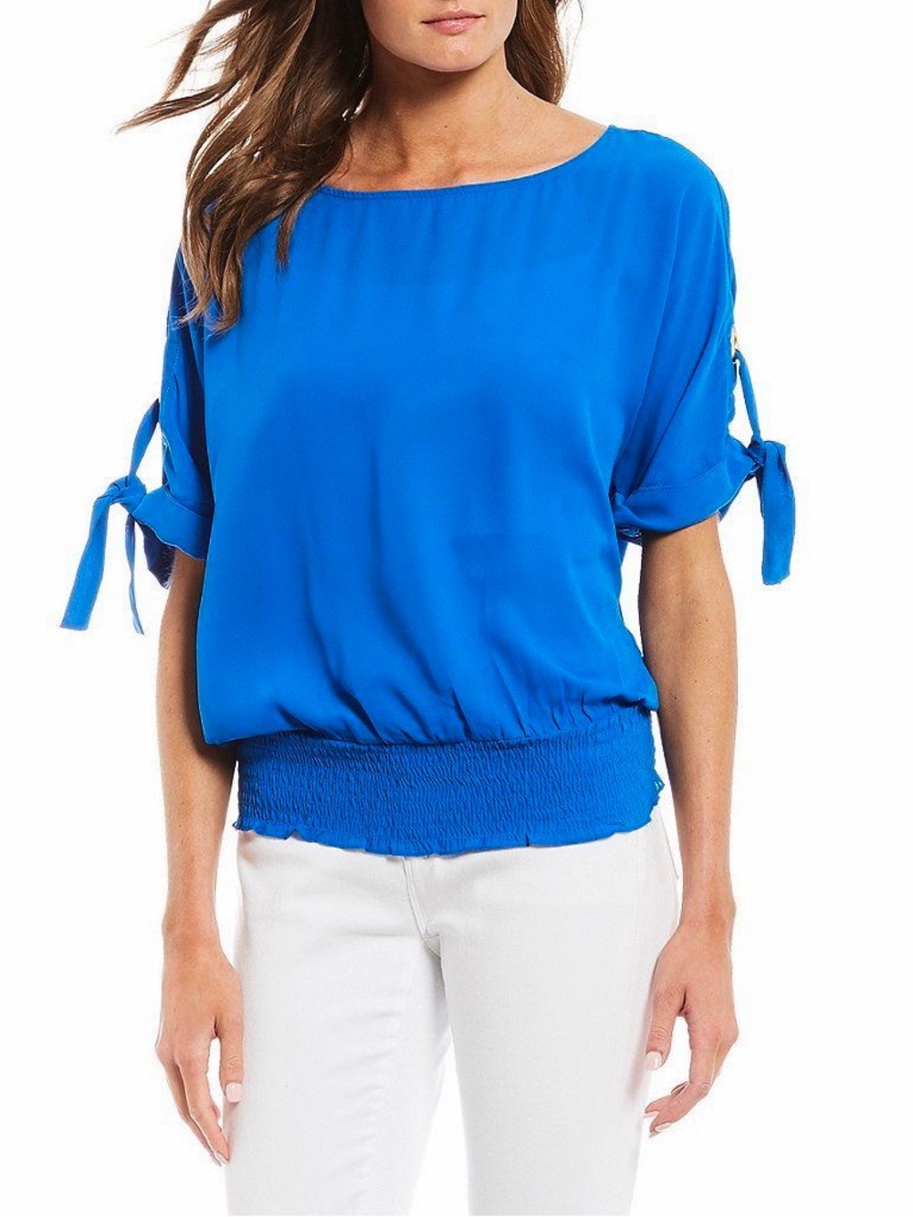 MICHAEL Michael Kors Blue Banded Waist Blouse Royal Blue Size XL
